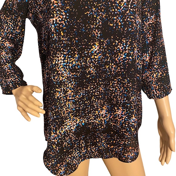 DECREE | LONG ARTSY PAINT SPLATTER V NECK BLOUSE SZ S - Picture 8 of 16